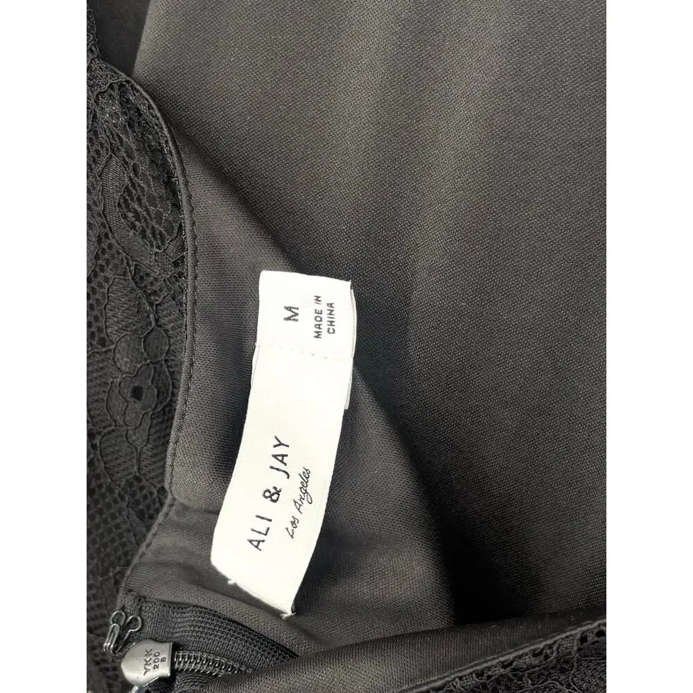 Ali & Jay Black Lace Stretch Cutout Dress Size M
